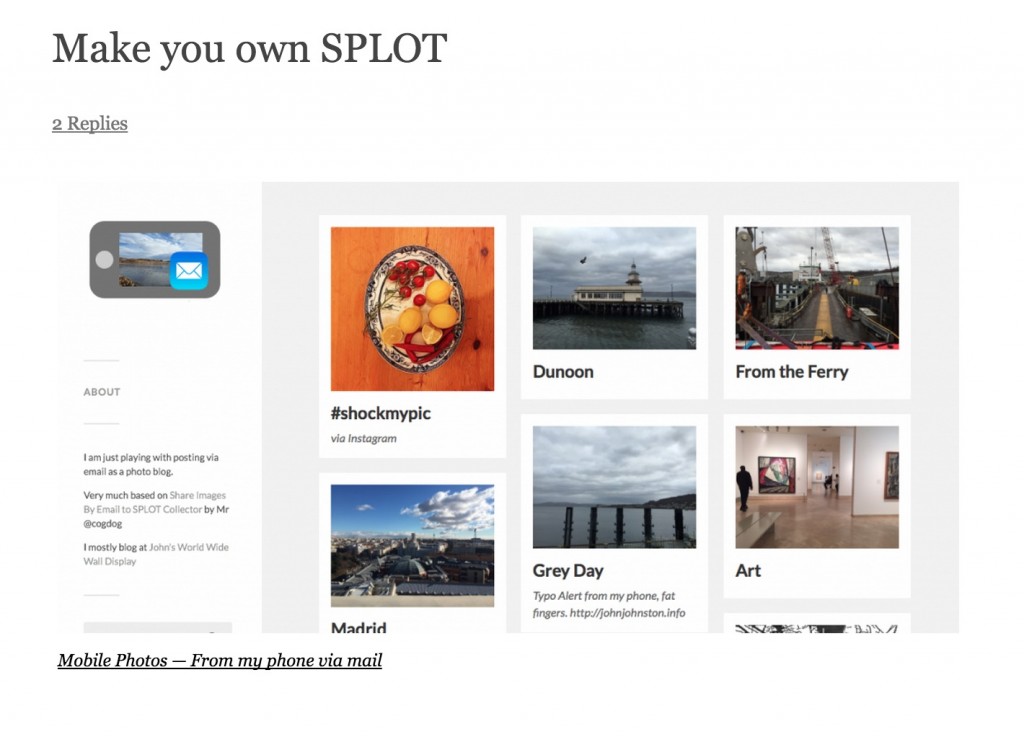 John Johnston builds his own SPLOT to post images by email